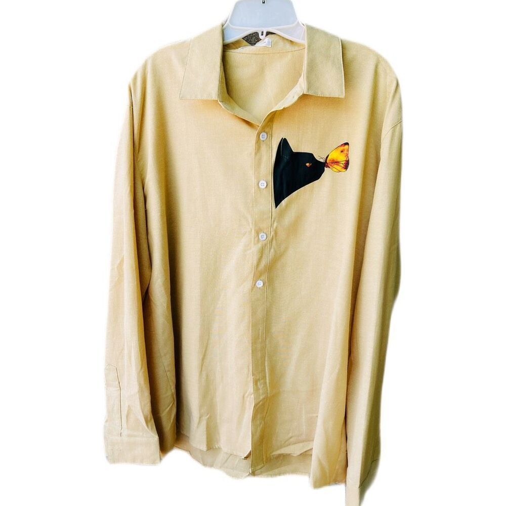 ChArmkpR XXXL muted mustard button down with graffic